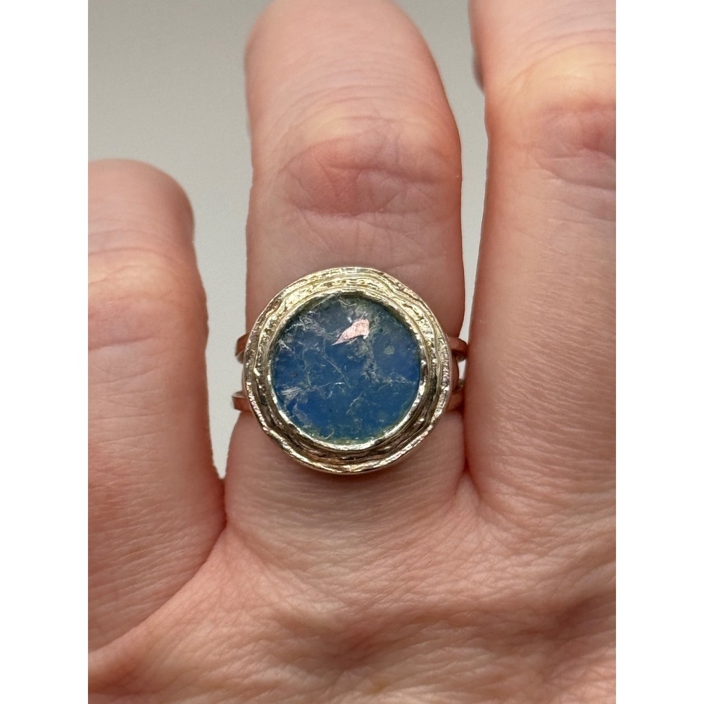 Luli Hamersztein Sterling Silver Roman Glass Ring Size 7 - Picture 3 of 15